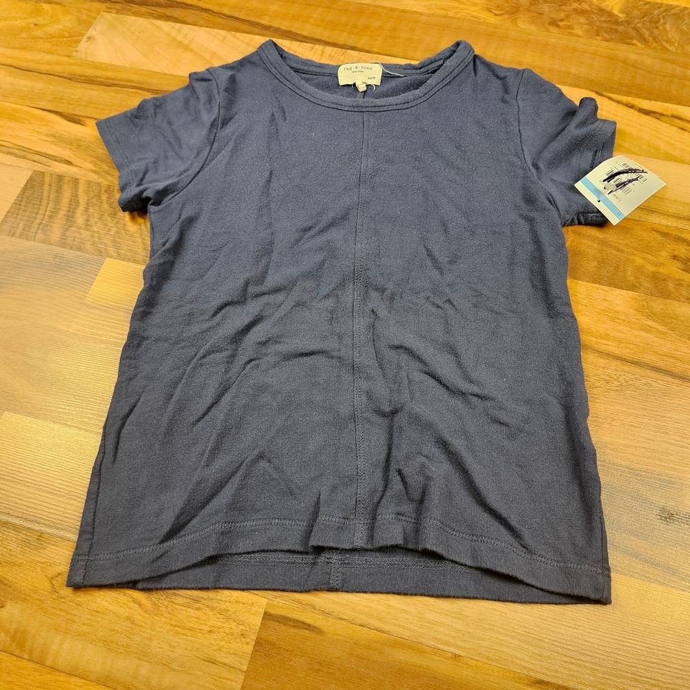 rag &‎ bone Center Seam T-Shirt Navy Pima Cotton Designer XS